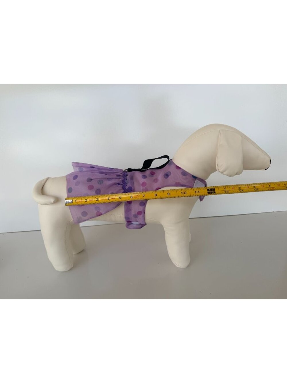 Handmade Small Dog Adjustable Dress Outfit w Harness Purple Polka Dot Tulle Skir